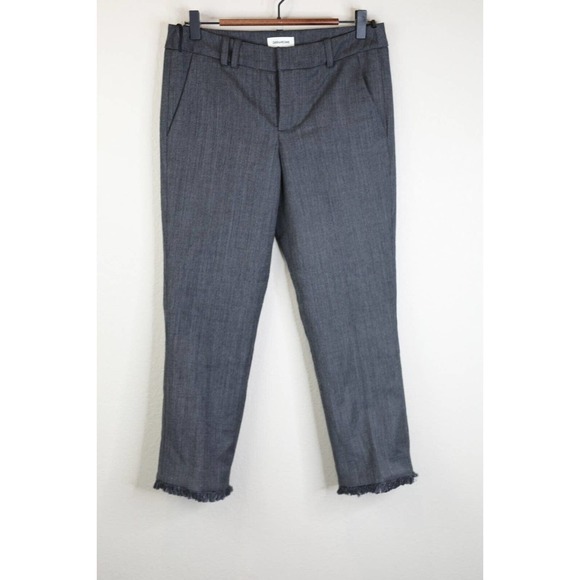 ZADIG&VOLTAIRE‎ POSH STRIPE FRANGE CROPPED TROUSER BLACK EU 36 RAW HEM - Picture 1 of 14